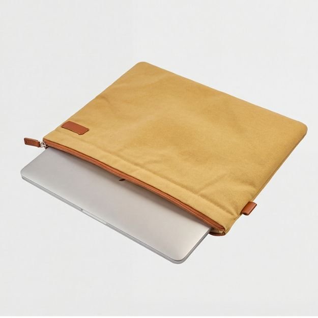 Upcycled Canvas & Leather Laptop Sleeve view 4